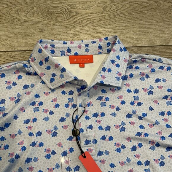 Redvanly Leone Golf Polo Shirt Mens Large Blue Lavender Geometric NWT Preppy - Picture 1 of 6